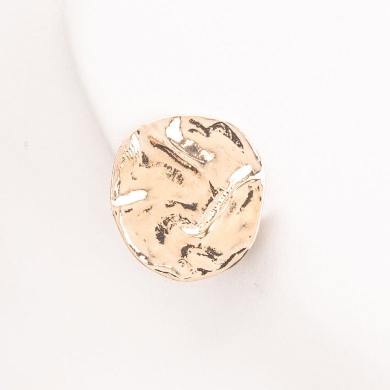 Orecchini clip oro bottone grande moderno finitura battuta