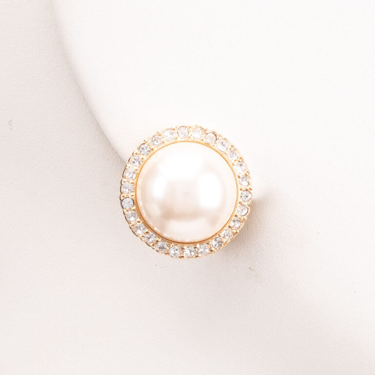 Orecchini clip perla fascione strass oro