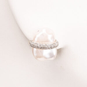Orecchini clip perla strass bianchi