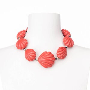 Collana girocollo conchiglie resina rosso corallo 1