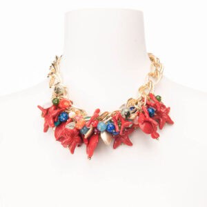 Collana girocollo mix charms pesci stelle perle multicolor 1