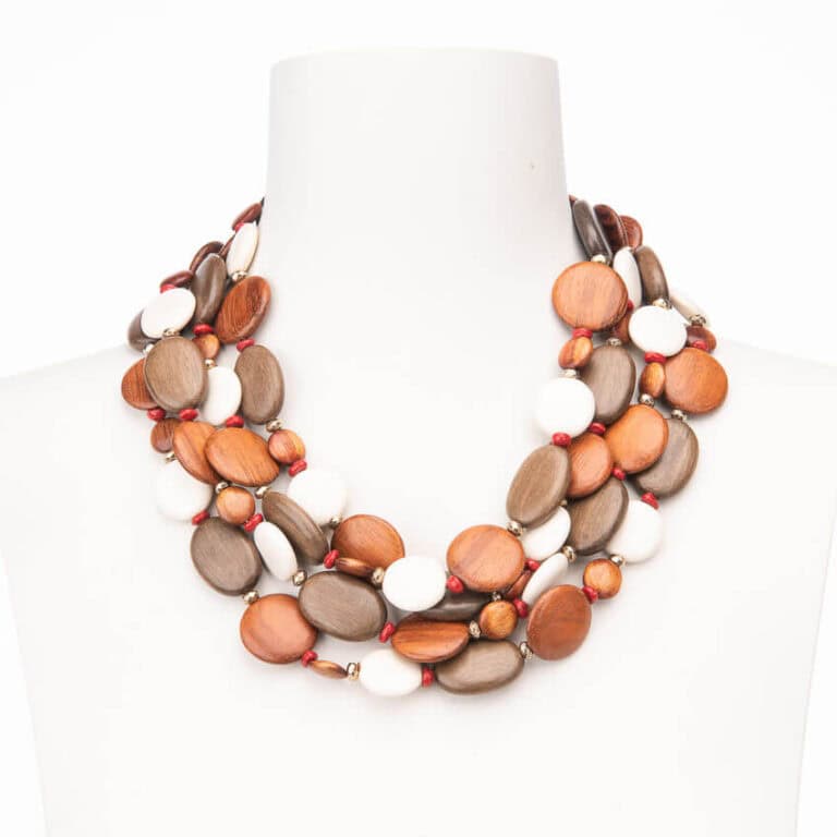 Collana girocollo multifili mix legno 1
