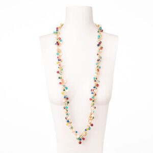 Collana lunga cerchi corno pietre dure multicolor 1