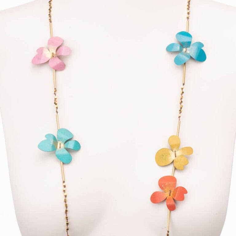Collana lunga fiori colorati 2