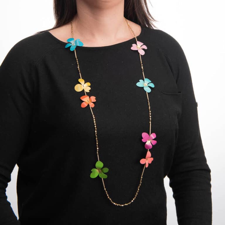 Collana lunga fiori colorati 3
