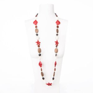 Collana lunga pesci stelle marine legno 1