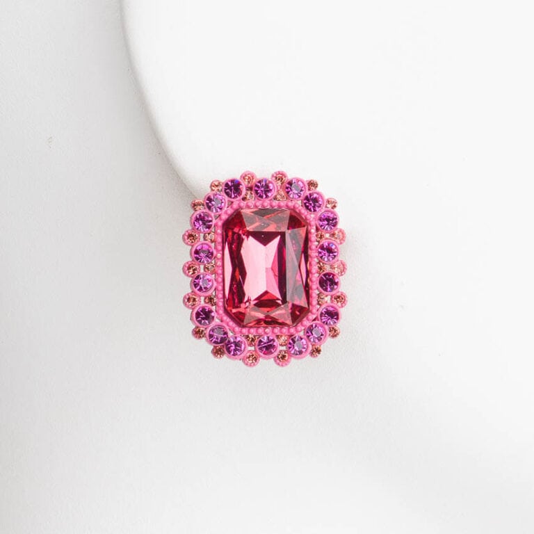 Orecchini clip perno lobo cornice fuxia 1