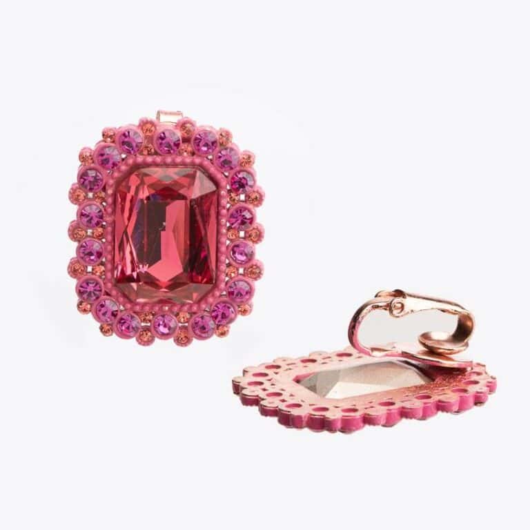 Orecchini clip perno lobo cornice fuxia 3