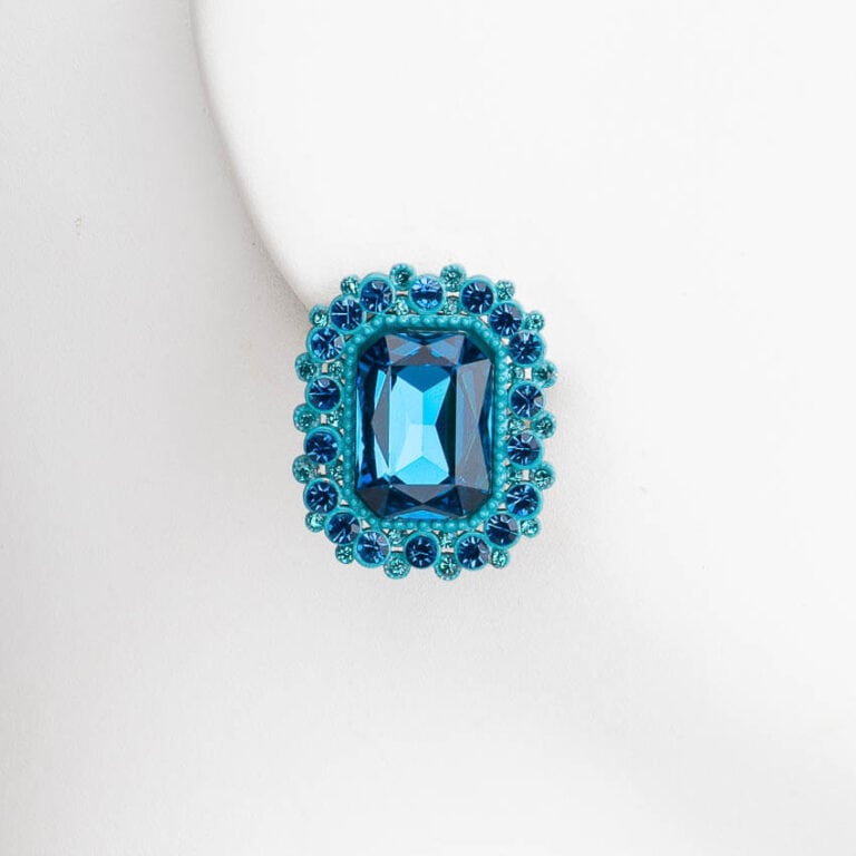 Orecchini clip perno lobo cornice turchese