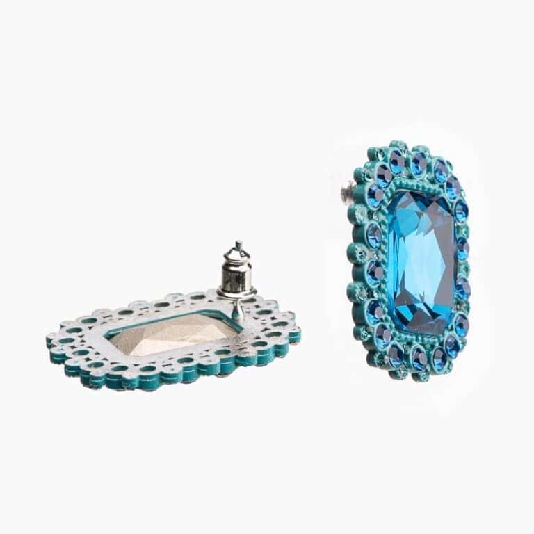 Orecchini clip perno lobo cornice turchese 3