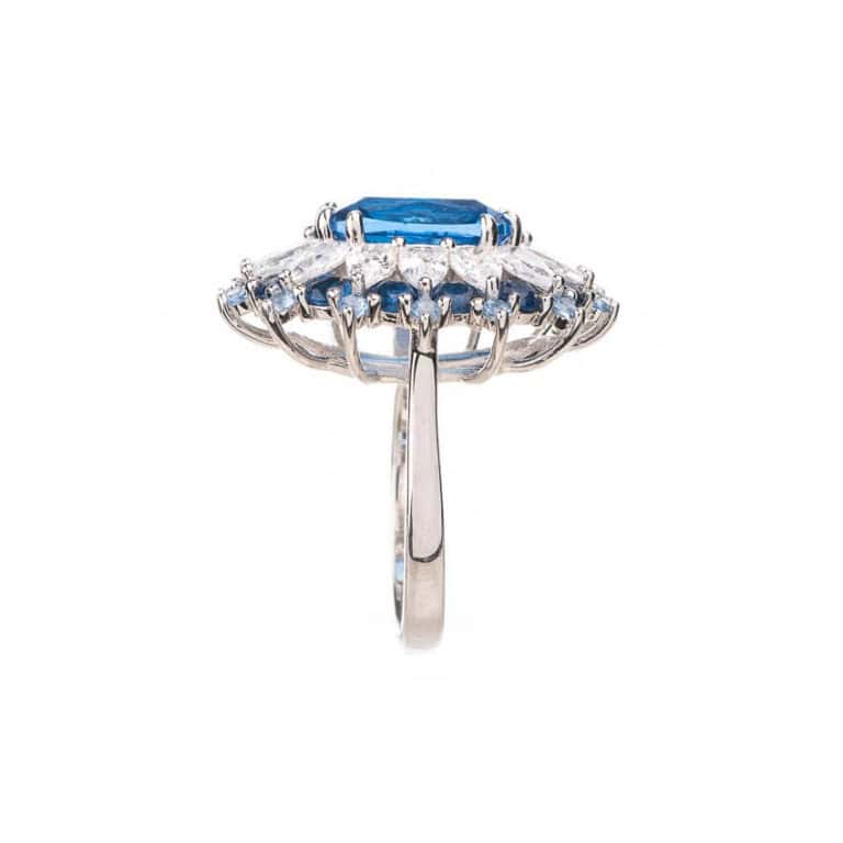Anello bouquet zirconi blu zaffiro 3