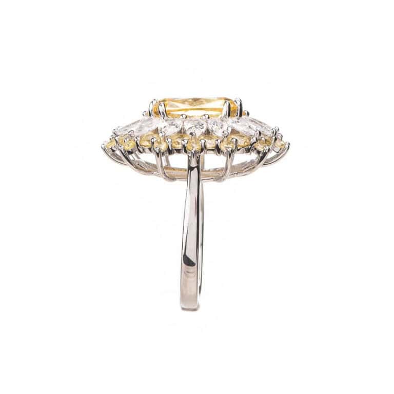 Anello bouquet zirconi giallo canary 4