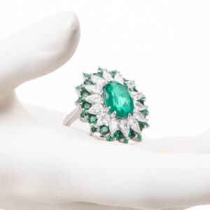Anello bouquet zirconi verde smeraldo 1