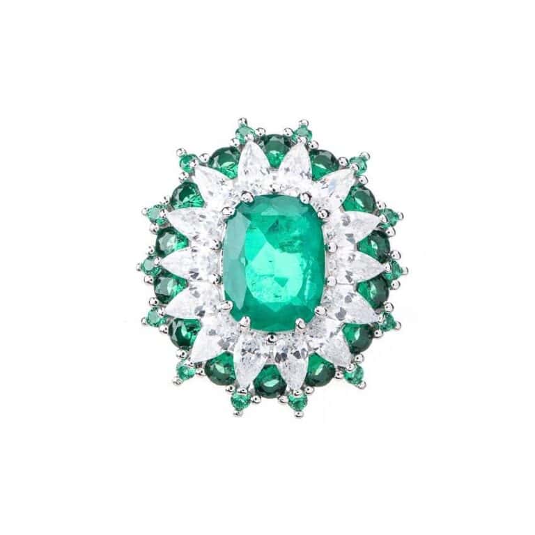 Anello bouquet zirconi verde smeraldo 2