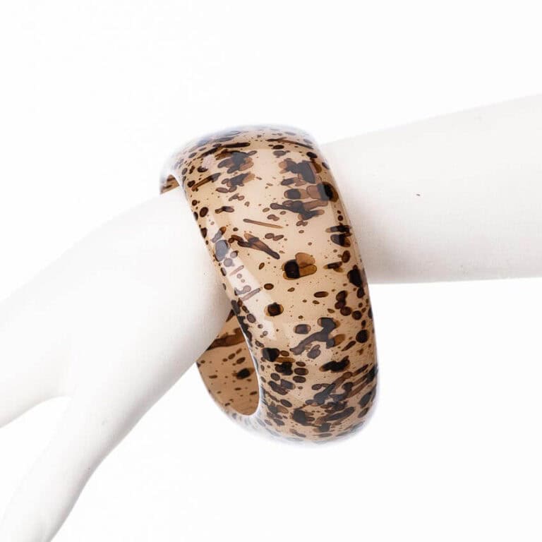 Bracciale rigido grande resina beige marrone fantasia animalier 1