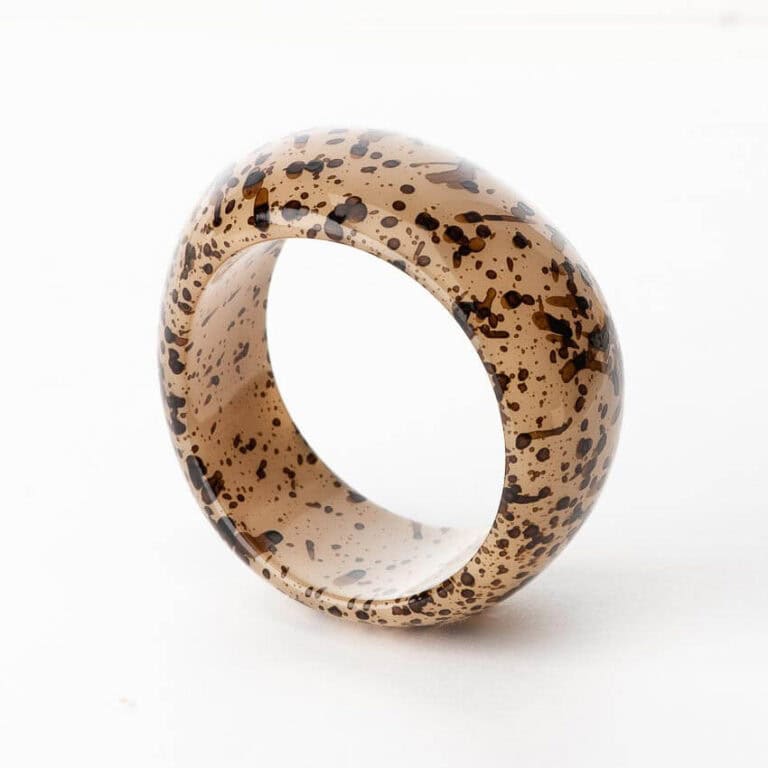 Bracciale rigido grande resina beige marrone fantasia animalier 2