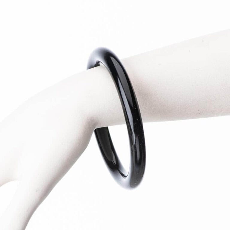 Bracciale rigido sottile resina nero 1