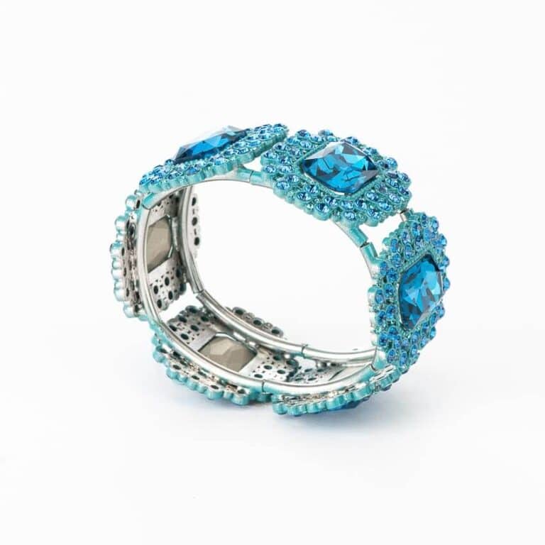 Bracciale semirigido elastico cristalli turchese 2