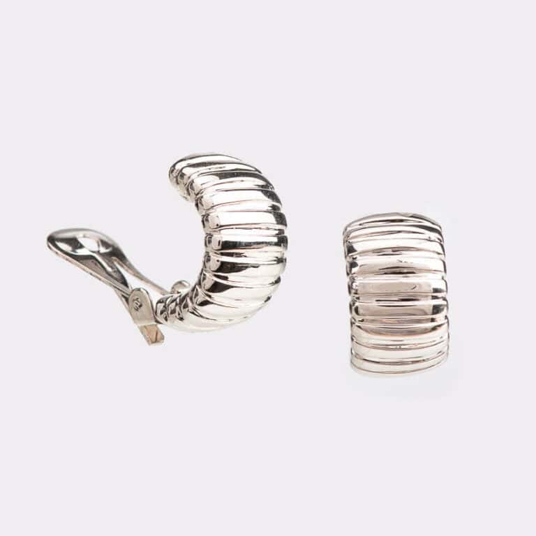 Orecchini clip mezzo cerchio bombato color argento tubo gas 03