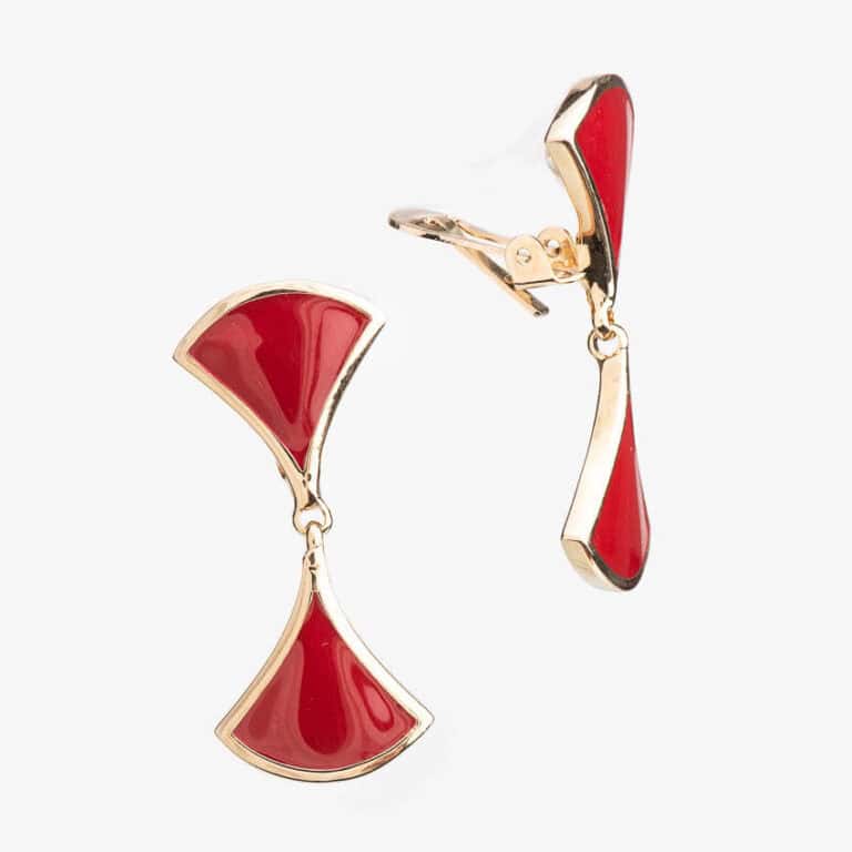 Orecchini clip modello ventaglio oro bordeaux 04