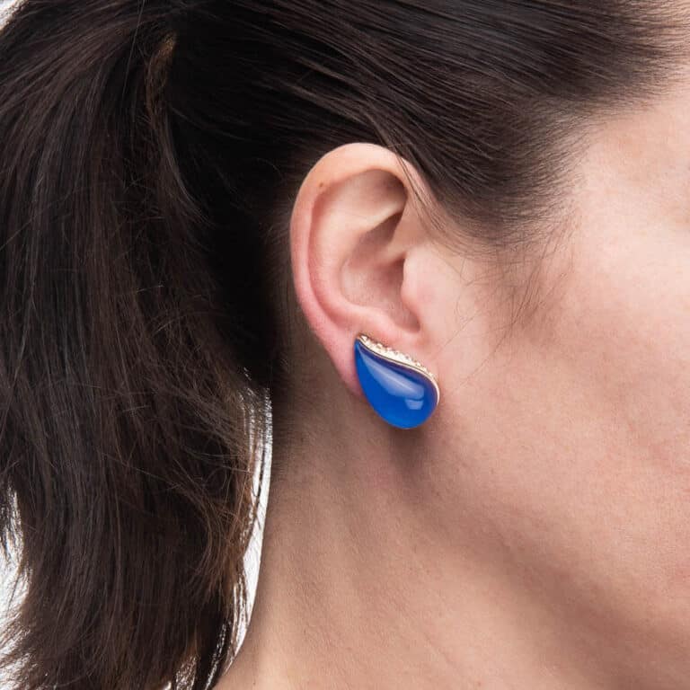 Orecchino clip gocce blu cristalli 05