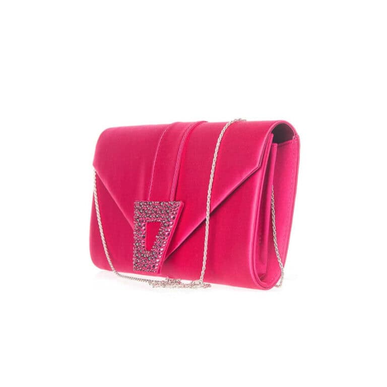 Pochette busta satin decorazione strass fuxia ton sur ton 3