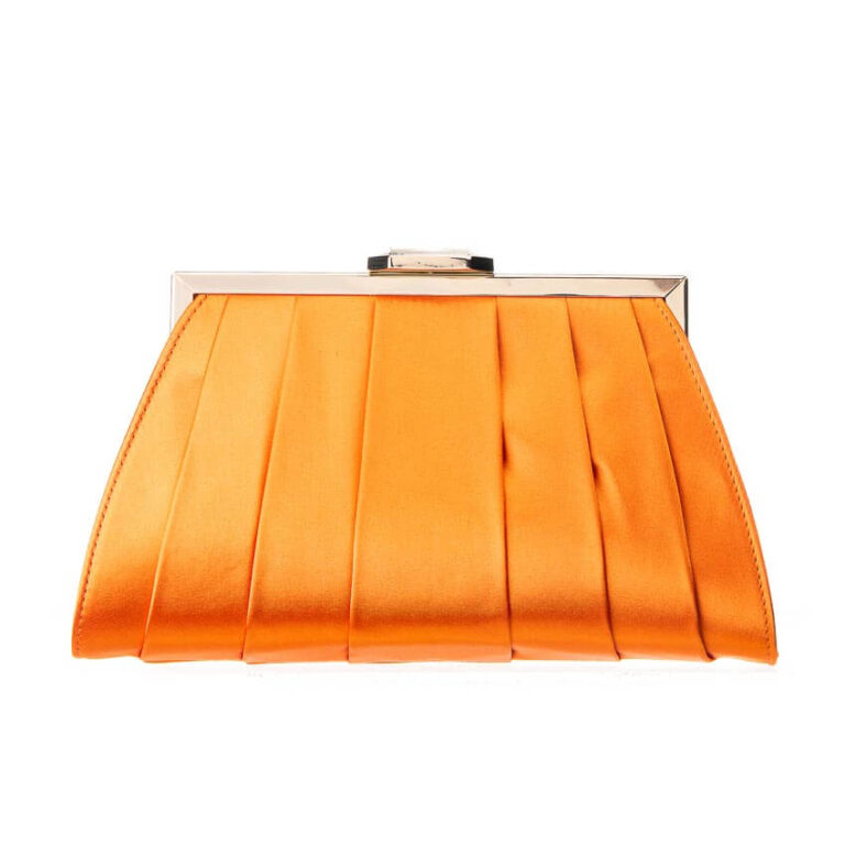 Pochette plissettata chiusura gioiello colore arancione 2