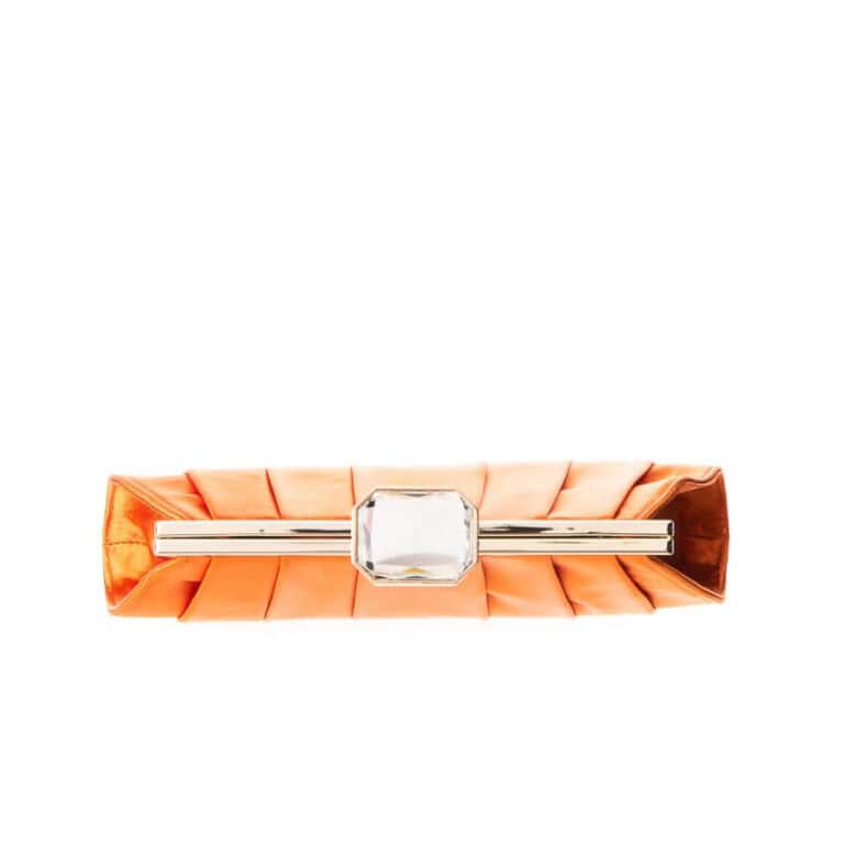 Pochette plissettata chiusura gioiello colore arancione 4