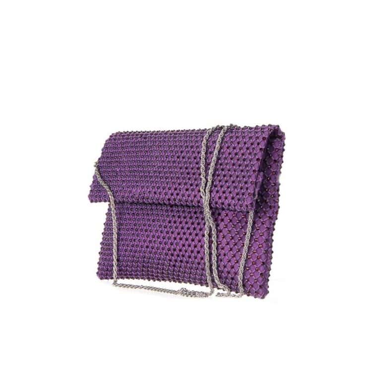 Pochette tessuto microcristalli viola 1