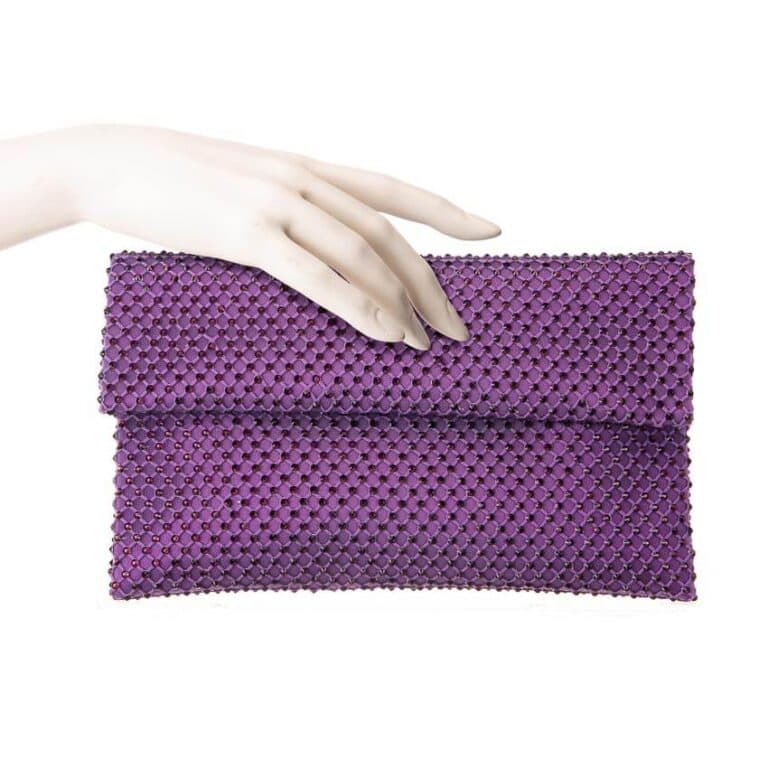 Pochette tessuto microcristalli viola 3