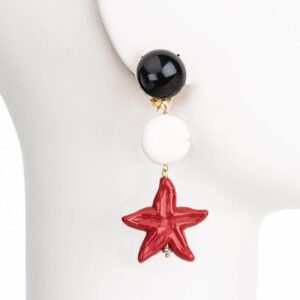 Orecchini clip pendenti resina legno boules stella marina 1