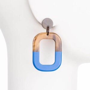 Orecchini moderni perno corno smalto blu 1