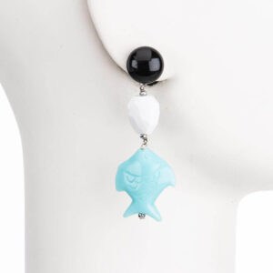 Orecchini perno pendenti resina pesce azzurro 1