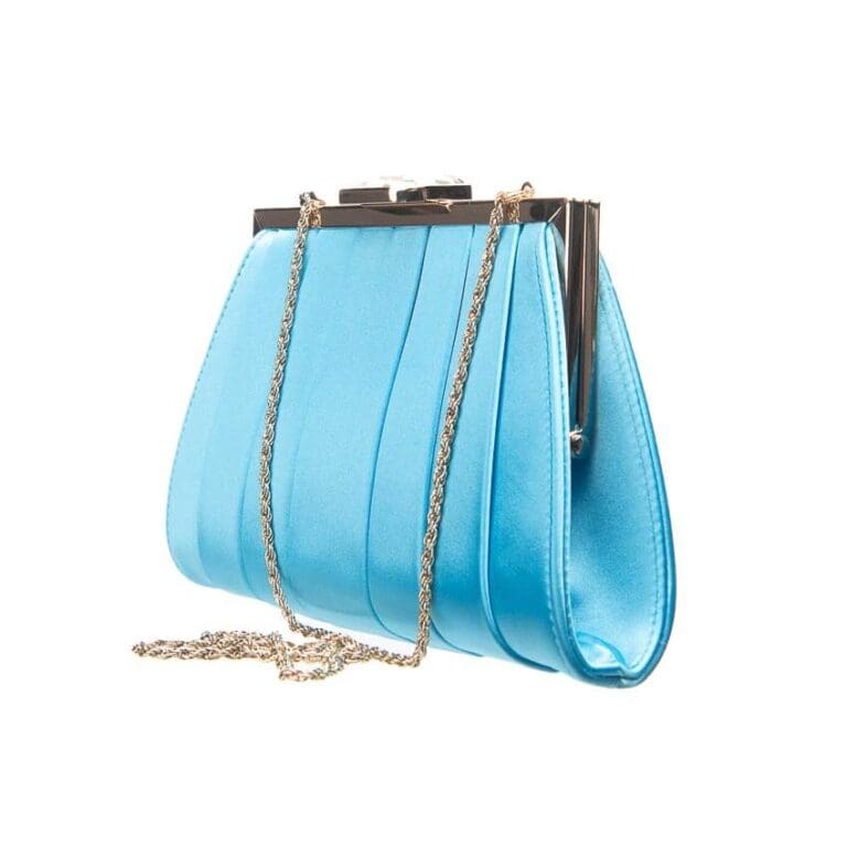 Pochette plissettata chiusura gioiello colore azzurro 3