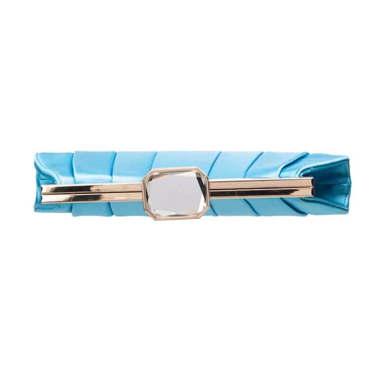 Pochette plissettata chiusura gioiello colore azzurro 4