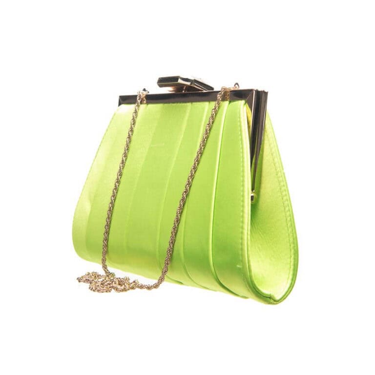 Pochette plissettata chiusura gioiello colore verde mela 3