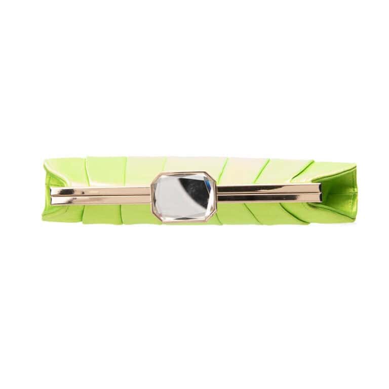 Pochette plissettata chiusura gioiello colore verde mela 4