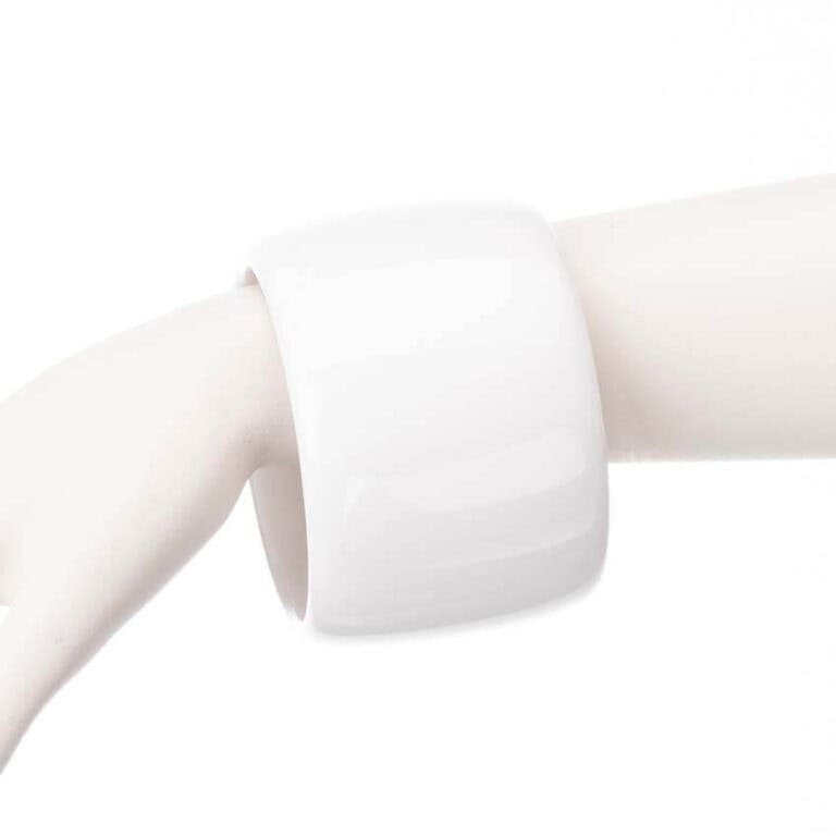 Bracciale rigido bangle resina pregiata bianco ottico