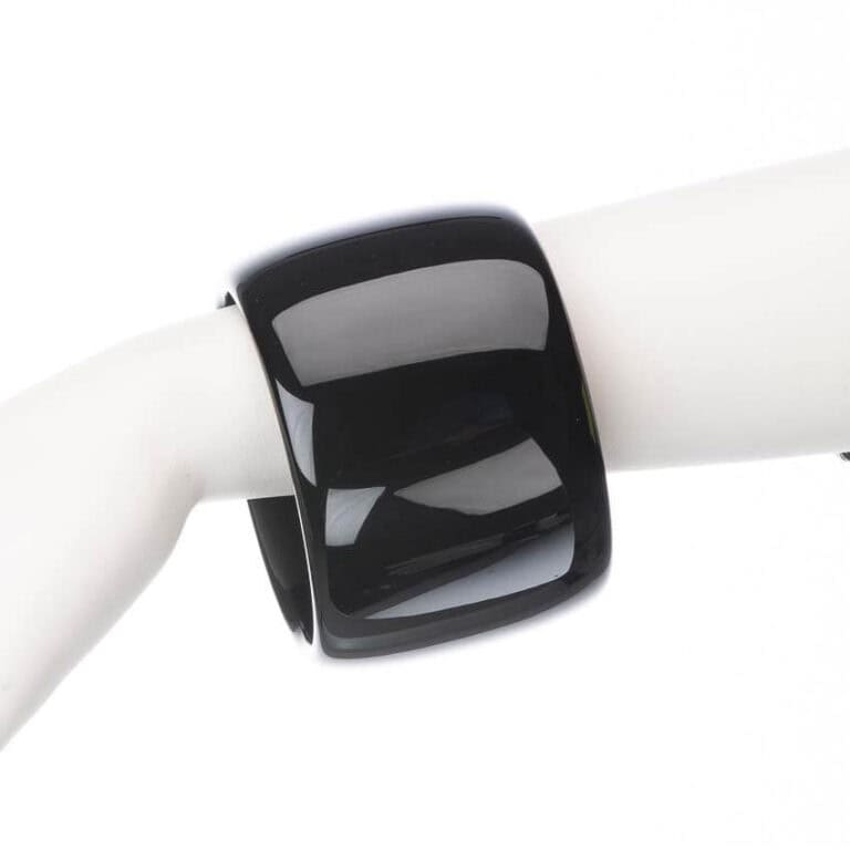 Bracciale rigido bangle resina pregiata nero