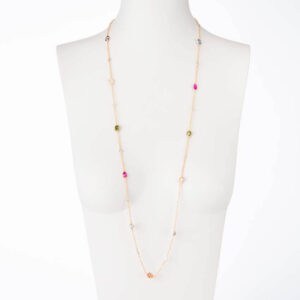 Collana lunga argento placcato oro pietre multicolor 1