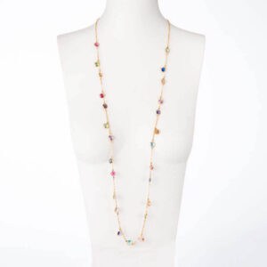 Collana lunga argento placcato oro pietre pendenti multicolor 1