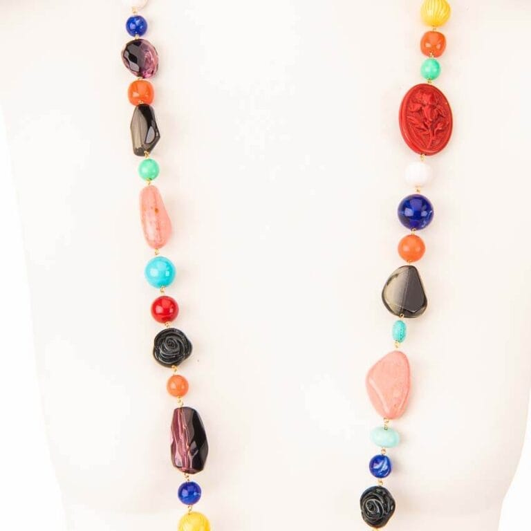 Collana lunga pietre dure multicolor 2