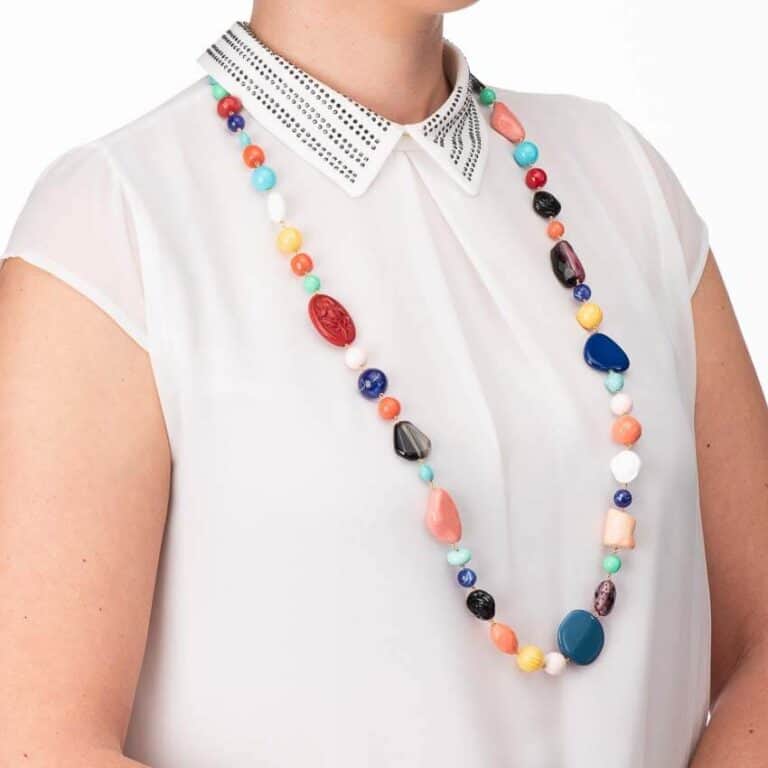 Collana lunga pietre dure multicolor 3