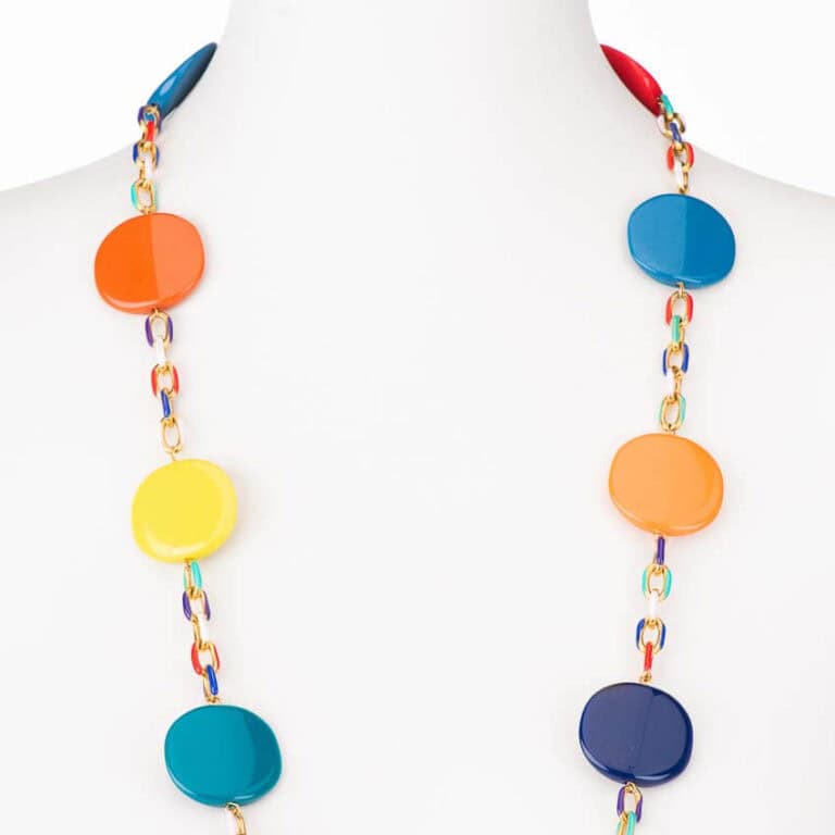 Collana lunga resina cialde catena multicolor 2