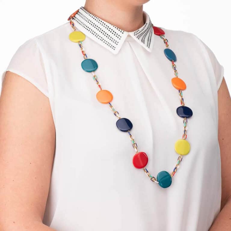 Collana lunga resina cialde catena multicolor 3