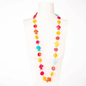Collana lunga resina multicolor cialde pesci 1