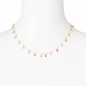 Girocollo argento placcato oro pietre pendenti mignon multicolor 1
