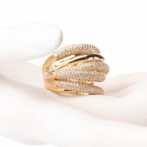 Anello argento fascia alta intreccio 01