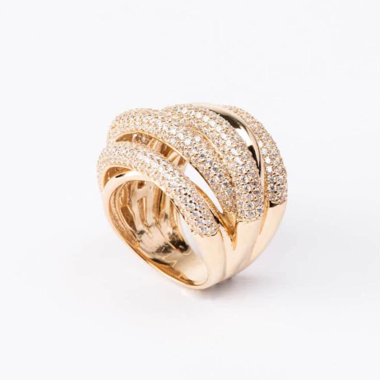 Anello argento fascia alta intreccio 05