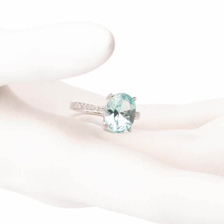 Anello argento pietra acquamarina gambo zirconi 01